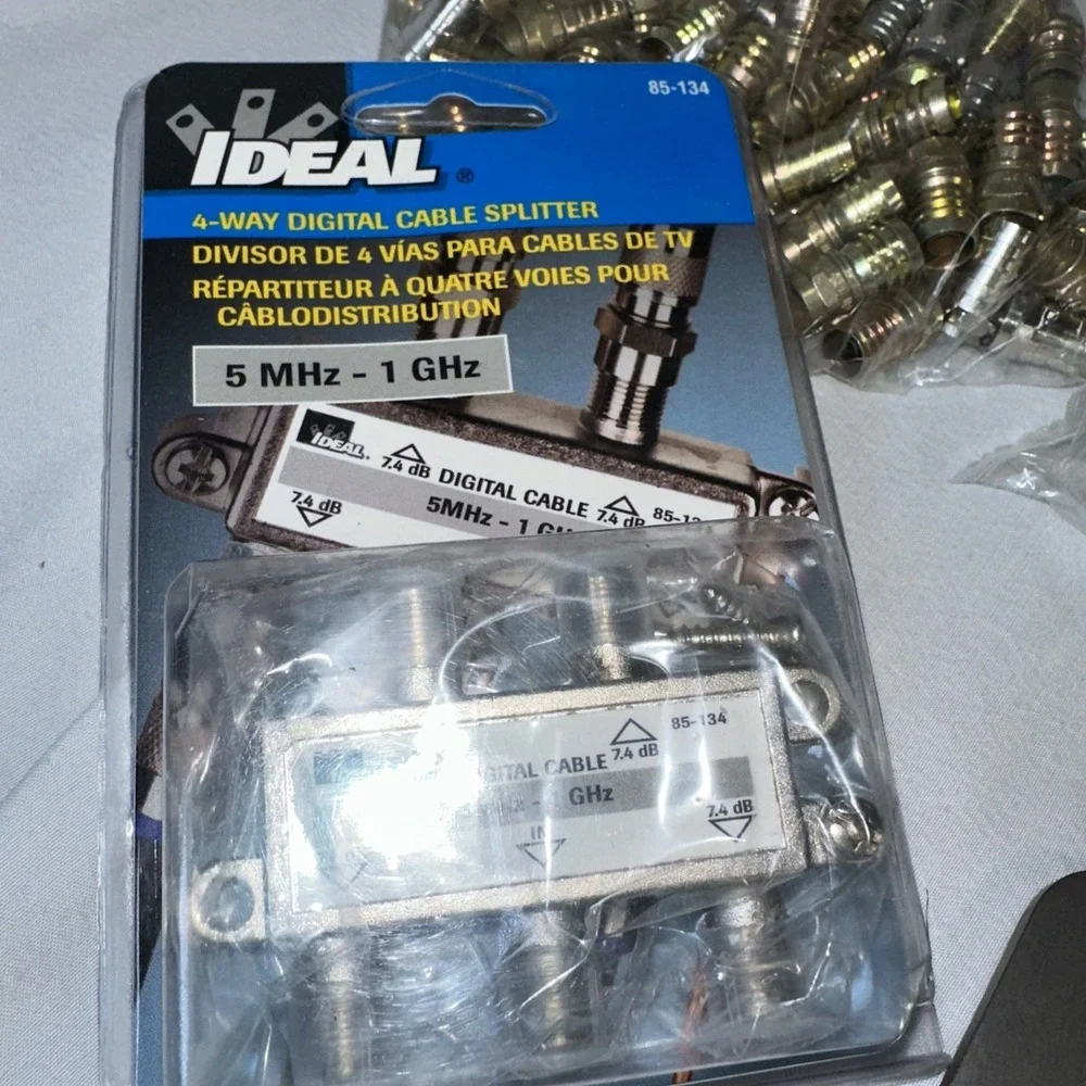 Lot Of Cable Installation Equipment : Crimps, Cable, Splitters, Wall Plates+